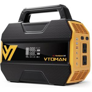 imageVTOMAN FlashSpeed 300 Portable Power Station 230Wh70000mAh 300W LiFePO4 Generator Only 74lbs with 7 Outlets 12V24V DC Input Adapt RVVan PD 100W TypeC for Power Outage CampingFlashSpeed 300