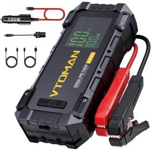 imageVTOMAN V10 Max 5500A Jump Starter with 100W USBC Fast Charger Car Battery Jumper Starter Portable for All Gas or 12L Diesel Engines12V Jump Strart Booster Pack Jump Box Comes with 100W Car Chargerblack