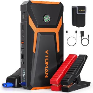 imageVTOMAN V8 Pro 3000A Jump Starter Car Battery Charger Jump Starters for Up 85L Gas and 65L Diesel Engines 12V Auto Lithium Battery Booster Pack Portable Jump Box with Jumper Cable LCD DisplayOrange