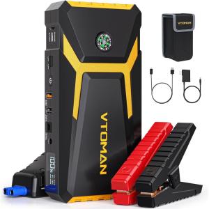 imageVTOMAN V8 Pro 3000A Jump Starter Car Battery Charger Jump Starters for Up 85L Gas and 65L Diesel Engines 12V Auto Lithium Battery Booster Pack Portable Jump Box with Jumper Cable LCD DisplayYellow