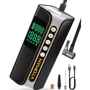 imageVTOMAN X6 Pro Tire Inflator Portable Air Compressor Cordless160PSI Auto Air Pump for Car Tires with Smart Digital Pressure Gauge ampamp LED Light for SUV Car Motorcycle EBike BicyclesBallBlack
