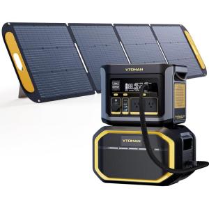 imageVTOMAN FlashSpeed 2376Wh Portable Power Station Bundle Extra Batteryampamp110W Solar Panel 1000W LiFePO4 Solar Generator 14 Output Ports for Camping Vehicle Jump Start Blackout 3 Separate PackagesFlashSpeed 600Extra Battery200w