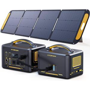 imageVtoman 2376Wh Portable Power Station Bundle with Extra Battery ampamp 110W Solar Panel Included Up to 3000W Solar Generator for Home Backup Offgrid Road Trip RV Camping EmergenciesJump1500X200WExtraBattery