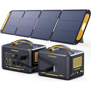 imageVtoman 2376Wh Portable Power Station Bundle with Extra Battery ampamp 110W Solar Panel Included Up to 3000W Solar Generator for Home Backup Offgrid Road Trip RV Camping EmergenciesJump1800200WExtraBattery