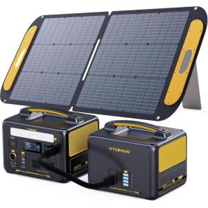 imageVtoman 2376Wh Portable Power Station Bundle with Extra Battery ampamp 110W Solar Panel Included Up to 3000W Solar Generator for Home Backup Offgrid Road Trip RV Camping EmergenciesJump600X110WExtraBattery