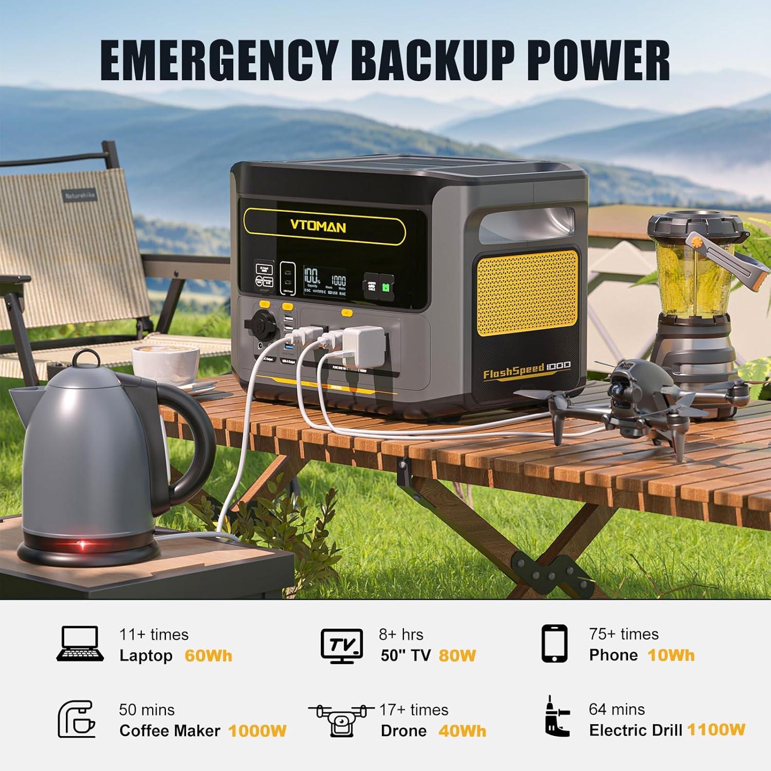 imageVTOMAN FlashSpeed 1500 Portable Power Station with Jumper Cables 1548Wh LiFePO4 Solar Generator ampamp Car Jump Starter Recharge 0100 in 1H 1500W AC OutputInput for Outdoor Home Roadside Rescue1000W