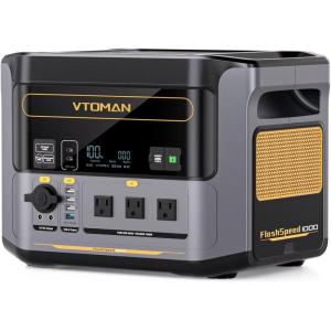 image:imageVTOMAN FlashSpeed 1000 Portable Power Station with Jumper Cables 828Wh LiFePO4 Solar Generator amp Car Jump Starter 1H Fast Charging 2000W Peak for Home Backup Camping Roadside Emergencies1000W